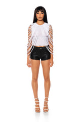 WAVY BABY SLEEVELESS ROPE DETAIL TOP IN WHITE