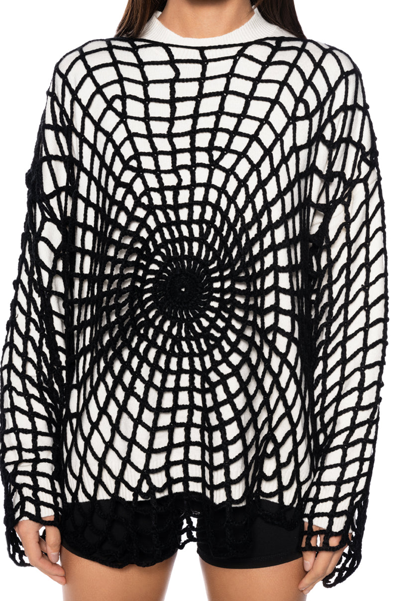 WEAVE MY OWN WEB CREWNECK SWEATER