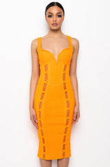 WEDDING GUEST VIBES BANDAGE MIDI DRESS