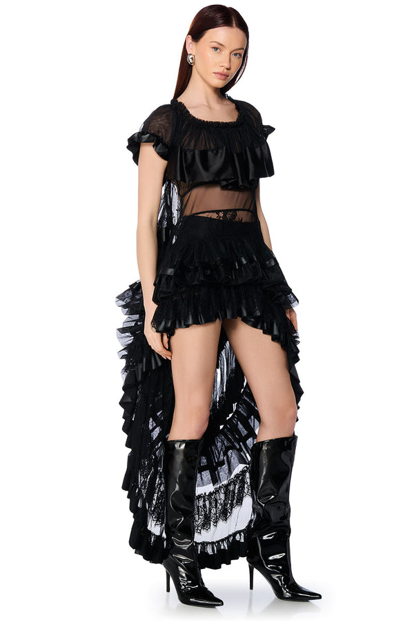 WEDNESDAY LAYERED TULLE SHORT SLEEVE BLOUSE