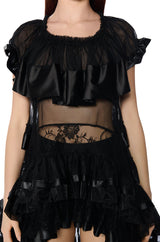 WEDNESDAY LAYERED TULLE SHORT SLEEVE BLOUSE