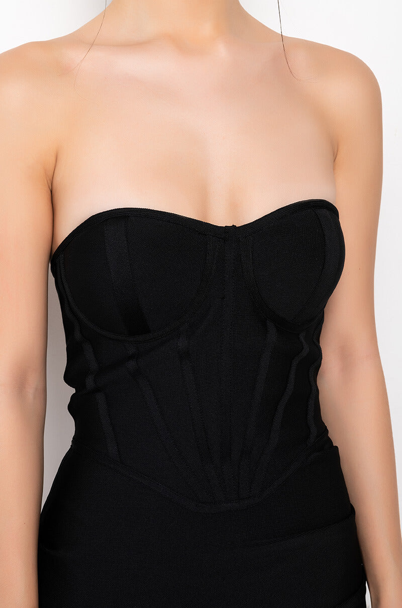 WHAT YOU NEED BANDAGE CORSET TOP MINI DRESS