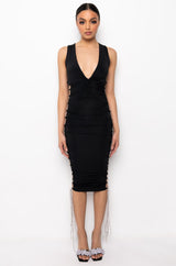WHAT YOU WANT MIDI DRESS WITH SIDE LACE UP
