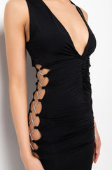 WHAT YOU WANT MIDI DRESS WITH SIDE LACE UP