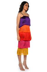 WHEN IN EUROPE TASSEL TIERED MAXI DRESS