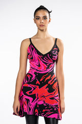 WHO NEEDS LOVE FIT AND FLARE MINI DRESS