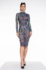 WHO RUN THE WORLD COWL NECK MIDI DRESS WITH BACK CUT OUT