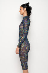 WHO RUN THE WORLD COWL NECK MIDI DRESS WITH BACK CUT OUT