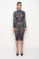 WHO RUN THE WORLD COWL NECK MIDI DRESS WITH BACK CUT OUT