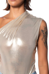 WILD CHILD METALLIC BODYSUIT IN GOLD