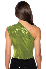 WILD CHILD METALLIC BODYSUIT IN GREEN