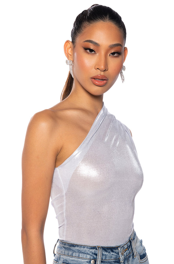 WILD CHILD METALLIC BODYSUIT IN WHITE