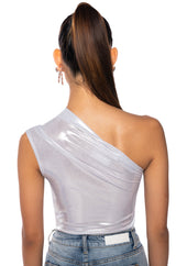 WILD CHILD METALLIC BODYSUIT IN WHITE