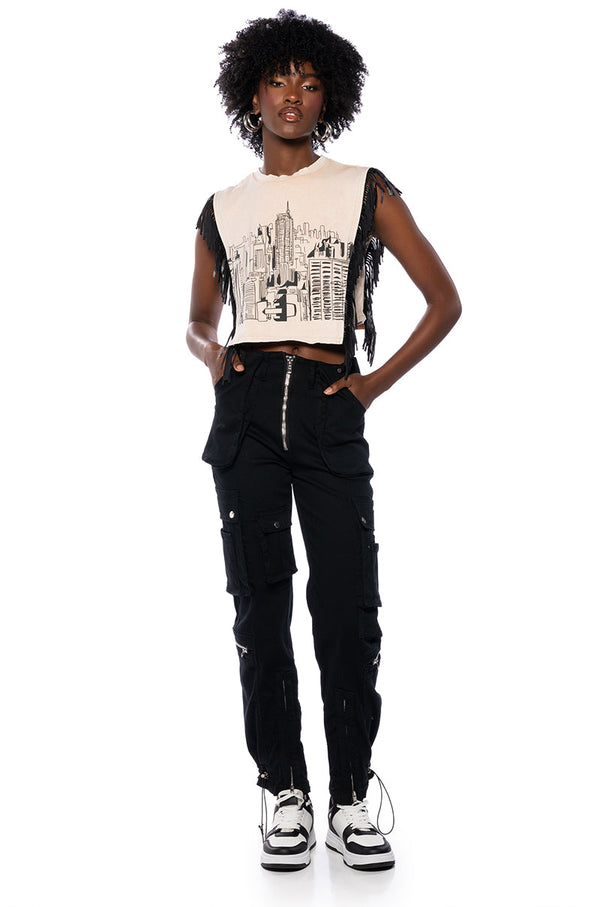 WILD WILD WEST FRINGE CROPPED TSHIRT