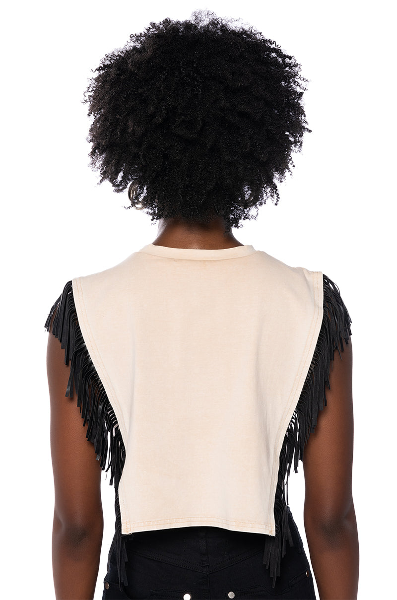 WILD WILD WEST FRINGE CROPPED TSHIRT