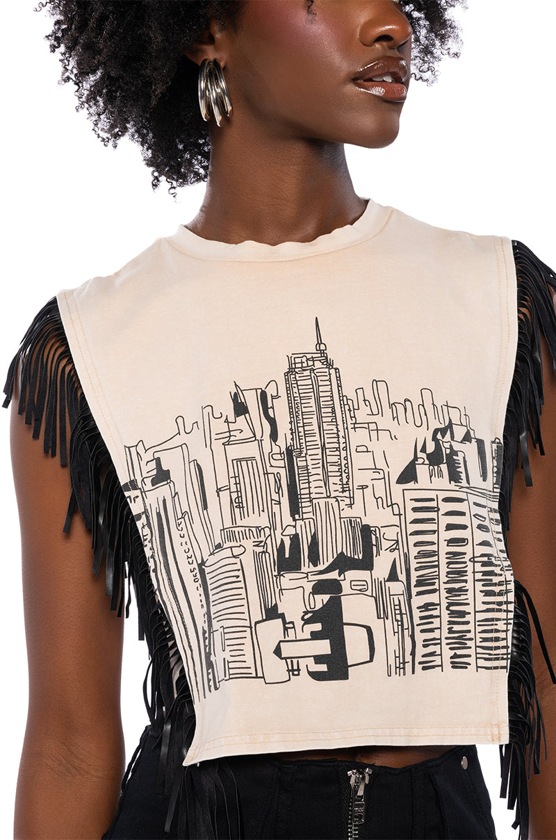 WILD WILD WEST FRINGE CROPPED TSHIRT