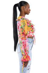 WILDFLOWER LONG SLEEVE RUFFLE BLOUSE