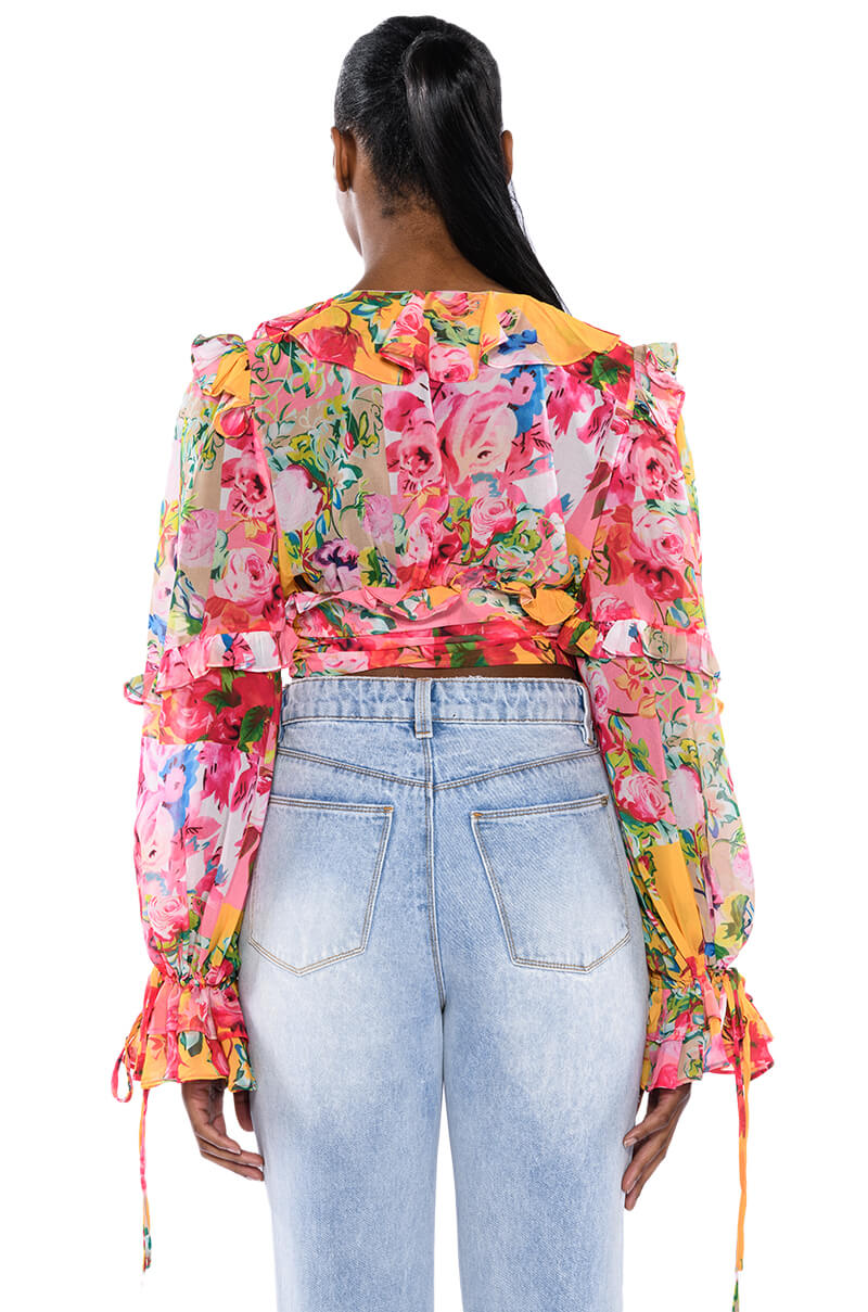 WILDFLOWER LONG SLEEVE RUFFLE BLOUSE