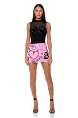 WILL YOU STILL LOVE ME FLOWER DETAIL HIGH NECK TOP