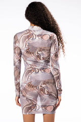 WILLOW MESH LONG SLEEVE MINI DRESS