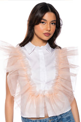 WINGIN IT RUFFLE BUTTON DOWN