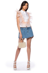 WINGIN IT RUFFLE BUTTON DOWN