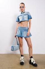 WISH U THE BEST DENIM MINI SKIRT