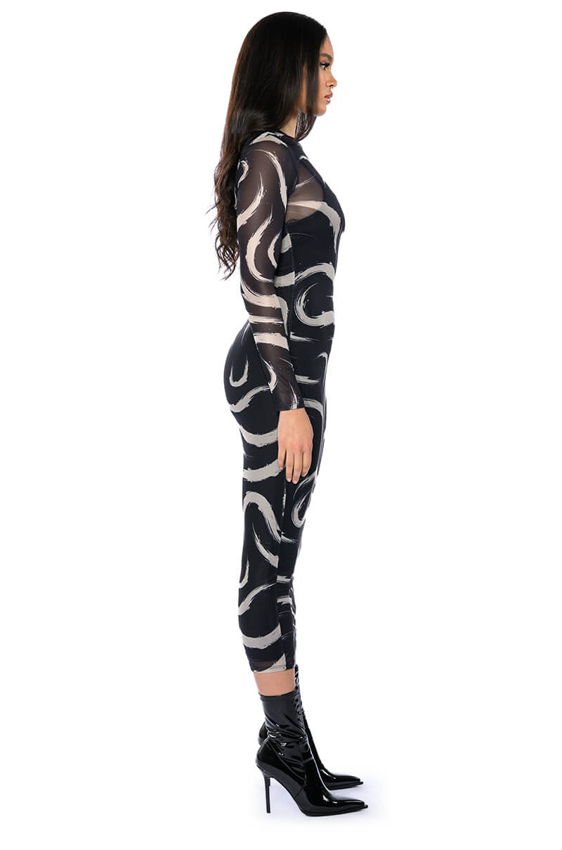 WISH YOU KNEW MESH LONG SLEEVE MIDI DRESS