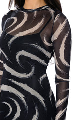 WISH YOU KNEW MESH LONG SLEEVE MIDI DRESS