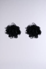 WITH LOVE STATEMENT FLOWER STUD EARRING IN BLACK