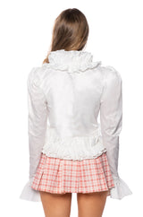 WOKE UP IN LOVE RUFFLED LONG SLEEVE BLOUSE IN WHITE
