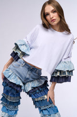 WONDERLAND RUFFLED SLEEVE T SHIRT