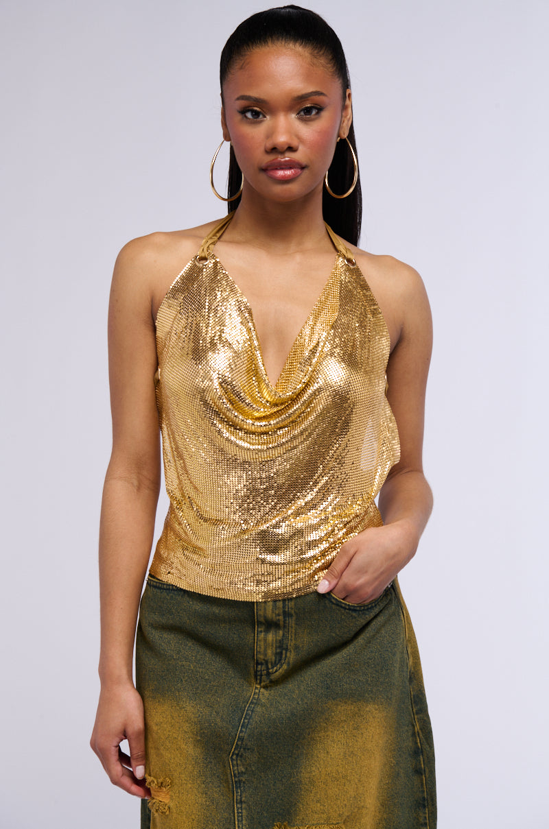 WONT STOP MOVIN CHAINMAIL HALTER TOP