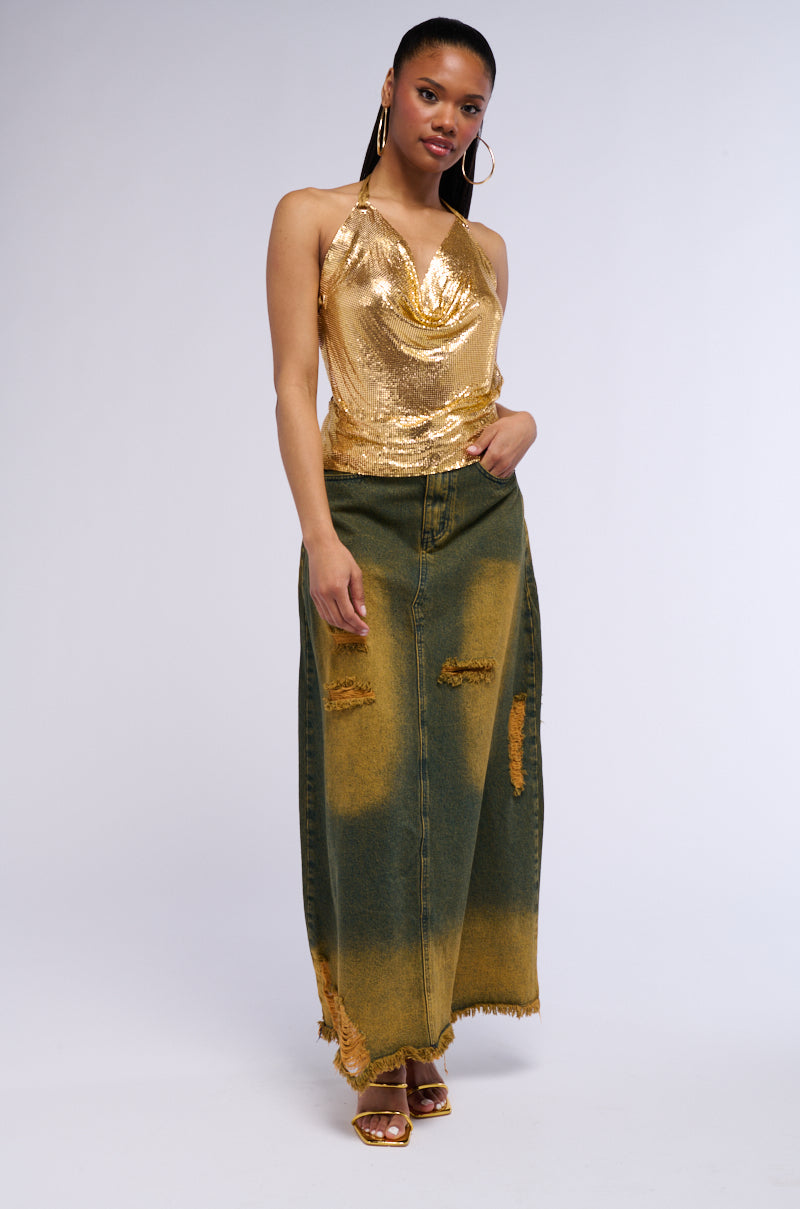 WONT STOP MOVIN CHAINMAIL HALTER TOP