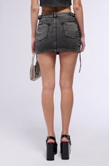 WORK FOR IT MINERAL WASHED MINI SKIRT IN GREY