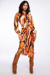 WORK OF ART SATIN BUTTON DOWN MIDI DRESS