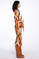 WORK OF ART SATIN BUTTON DOWN MIDI DRESS