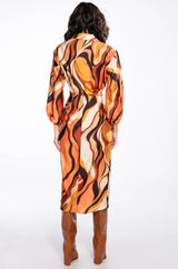 WORK OF ART SATIN BUTTON DOWN MIDI DRESS