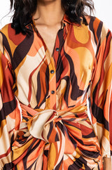 WORK OF ART SATIN BUTTON DOWN MIDI DRESS