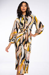 WORK OF ART SATIN BUTTON DOWN MIDI DRESS
