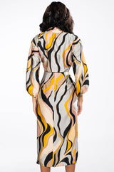 WORK OF ART SATIN BUTTON DOWN MIDI DRESS