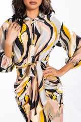 WORK OF ART SATIN BUTTON DOWN MIDI DRESS