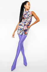 WORK OF ART SLEEVELESS MOCK NECK MESH MINI DRESS