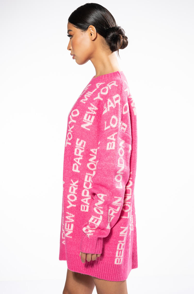 WORLD TRAVELER OVERSIZED SWEATER DRESS