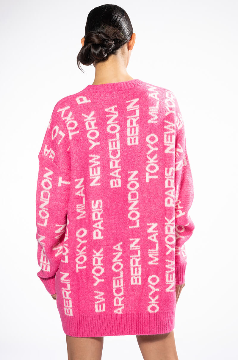 WORLD TRAVELER OVERSIZED SWEATER DRESS