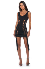 WORST BEHAVIOR DISTRESSED MINI DRESS