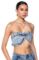 WORTH IT DENIM BANDEAU TOP