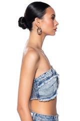 WORTH IT DENIM BANDEAU TOP
