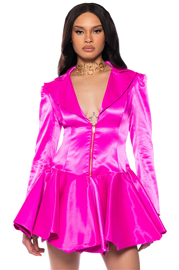 WREN LONG SLEEVE FIT AND FLARE MINI DRESS