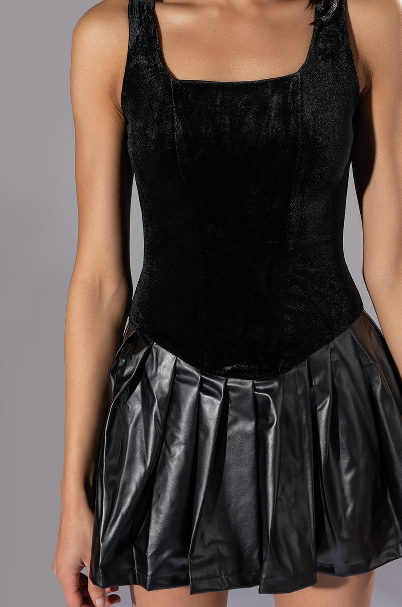 WRONG DECISIONS PLEATED MINI DRESS
